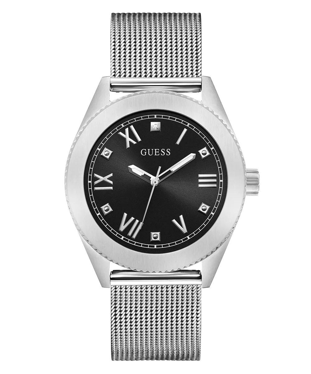 GUESS Mens Silver Tone Silver Analog Watch