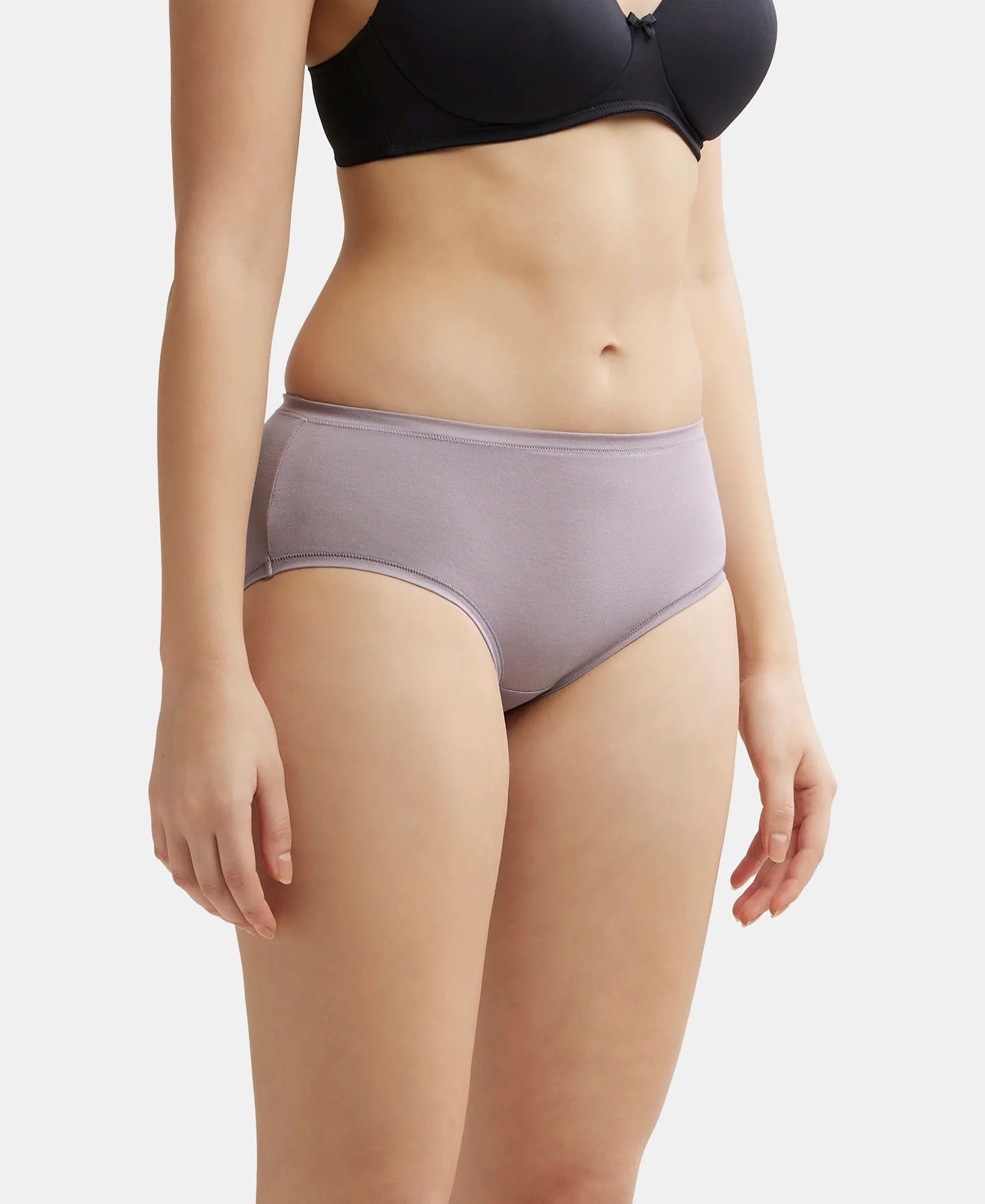 High Coverage Tencel Lyocell Elastane Stretch High Waist Hipster With Concealed Waistband and StayFresh Treatment - Minimal Grey