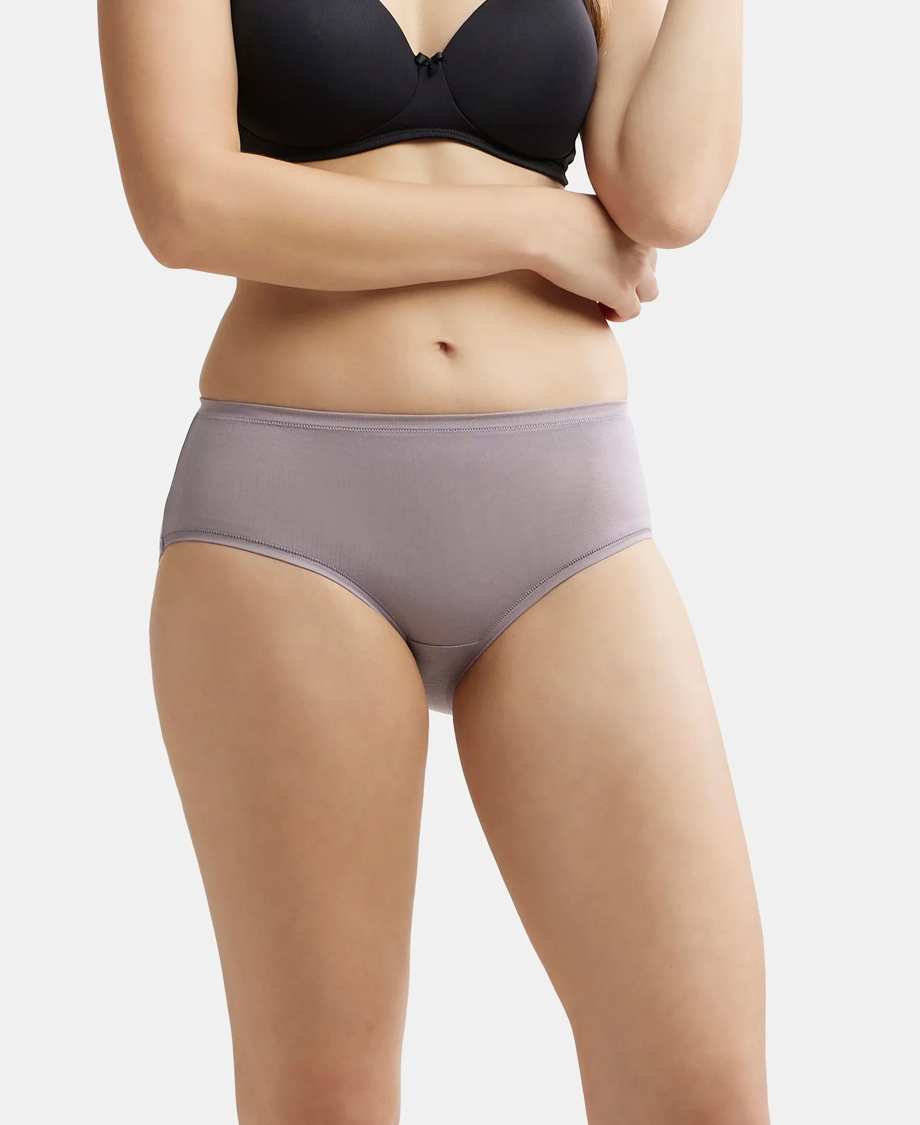 High Coverage Tencel Lyocell Elastane Stretch High Waist Hipster With Concealed Waistband and StayFresh Treatment - Minimal Grey
