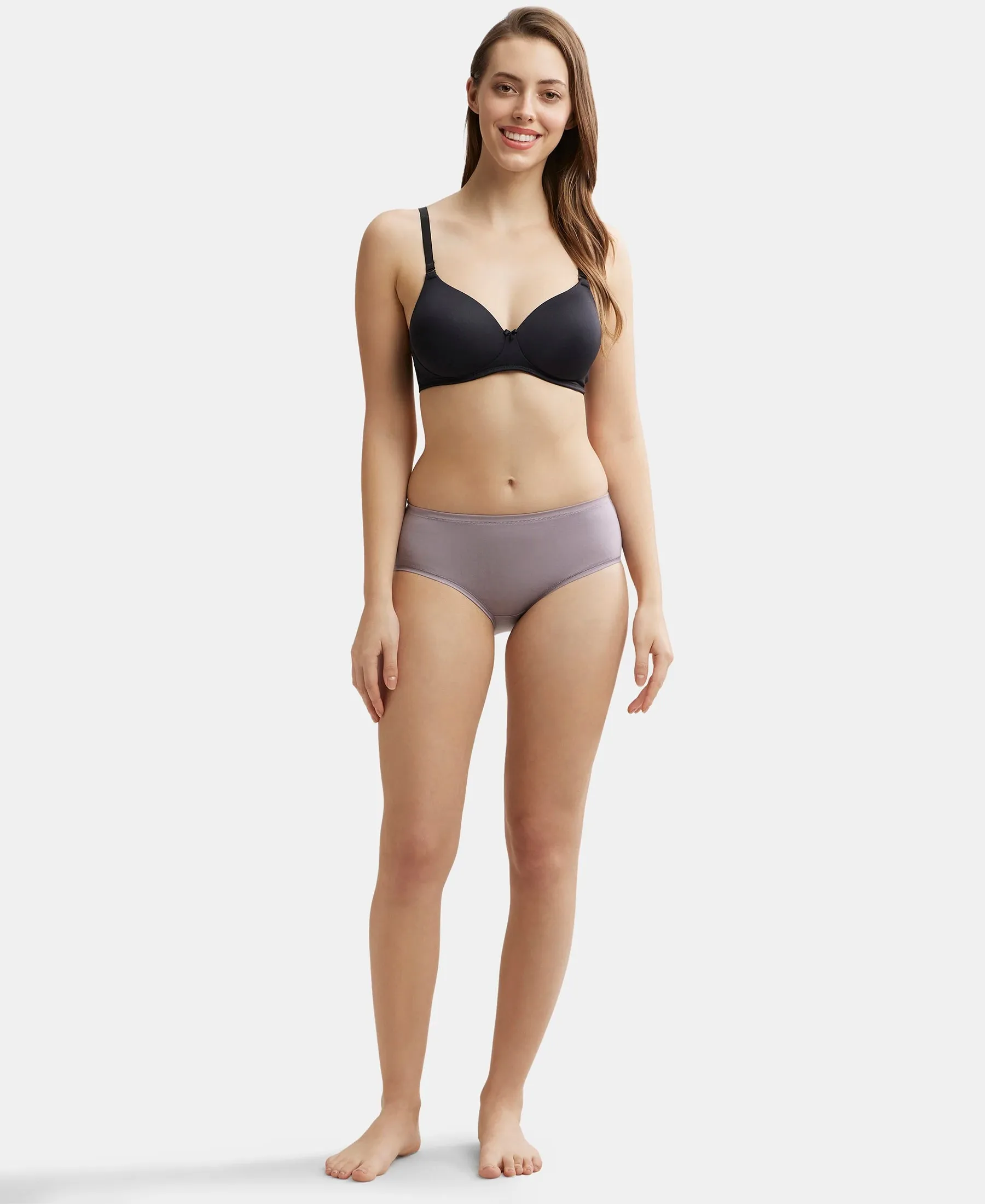 High Coverage Tencel Lyocell Elastane Stretch High Waist Hipster With Concealed Waistband and StayFresh Treatment - Minimal Grey