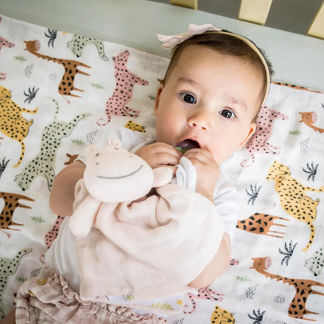 Hippo Lovey with Rubber Teether
