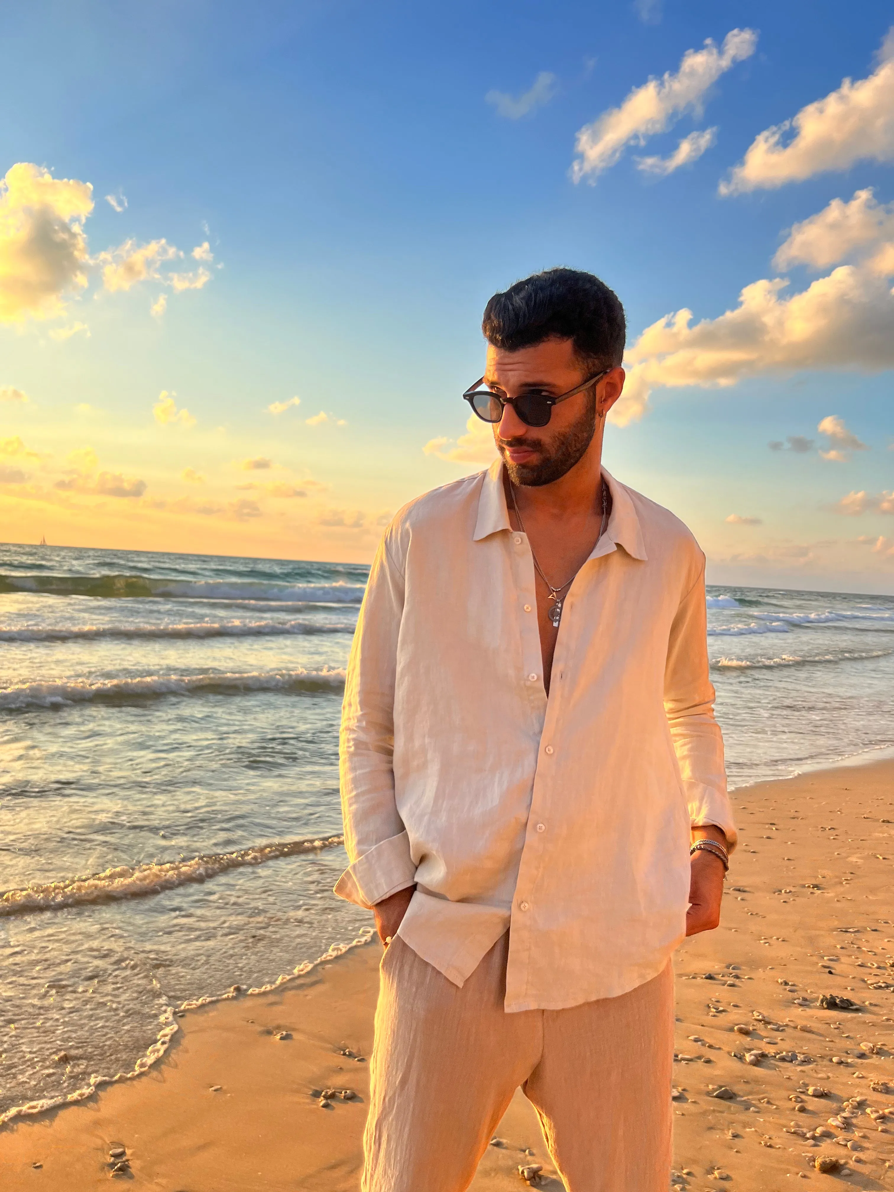 Linen button shirt  BEIGE