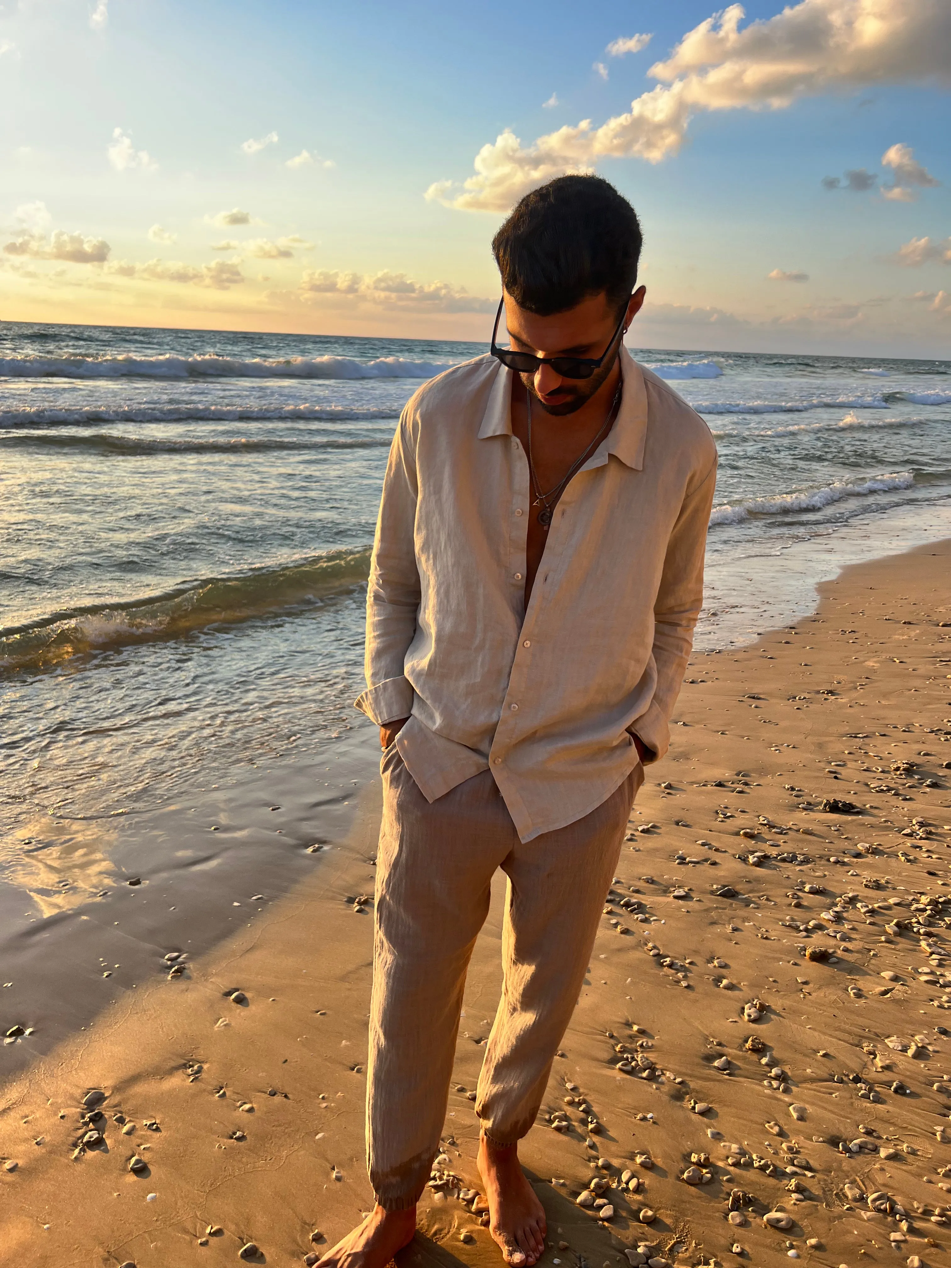 Linen button shirt  BEIGE