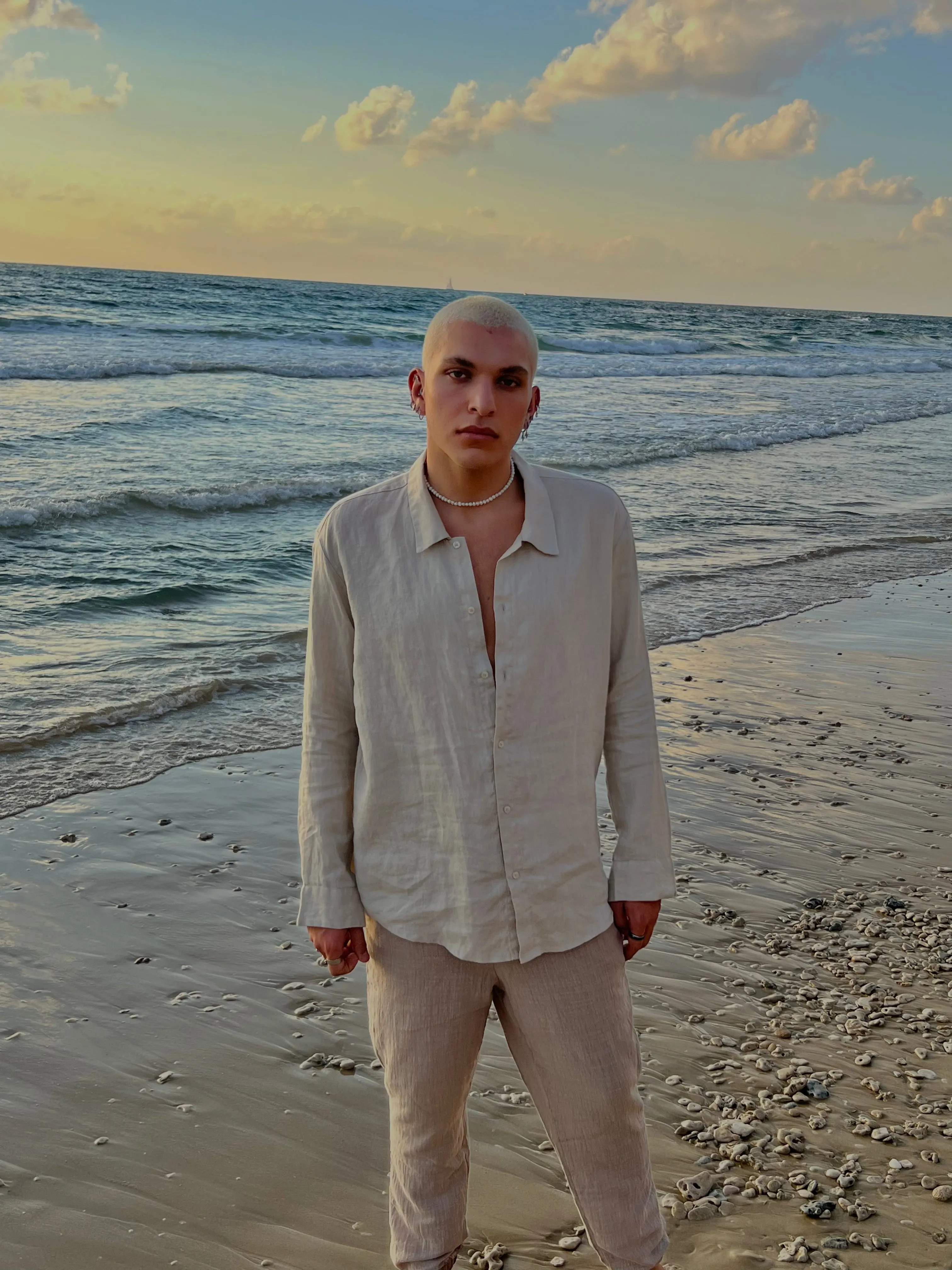 Linen button shirt  BEIGE