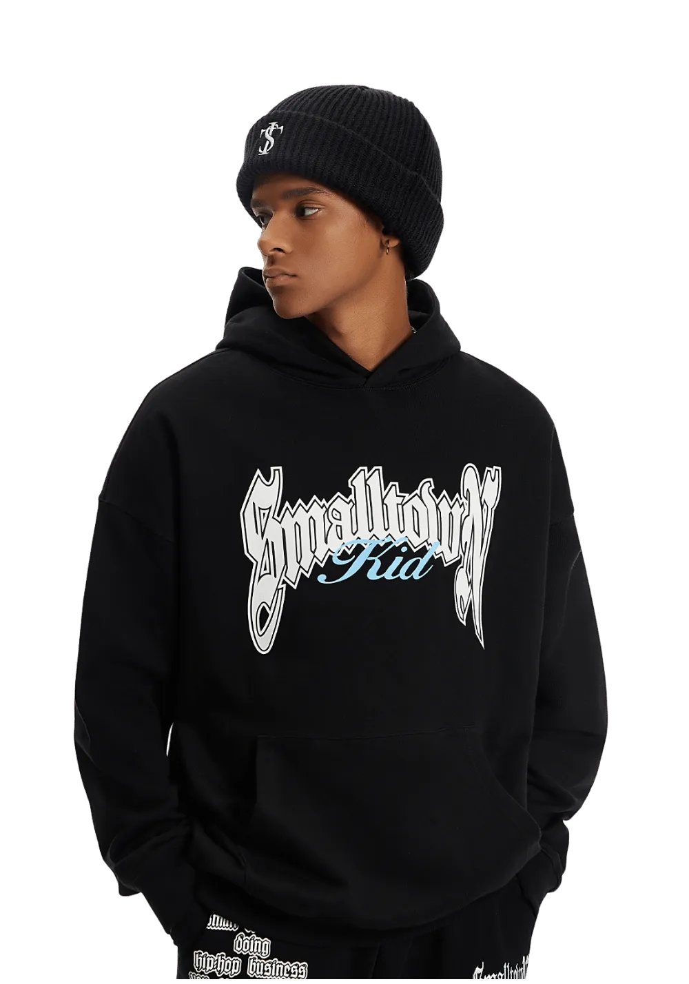 Logo Curved Print Hoodie