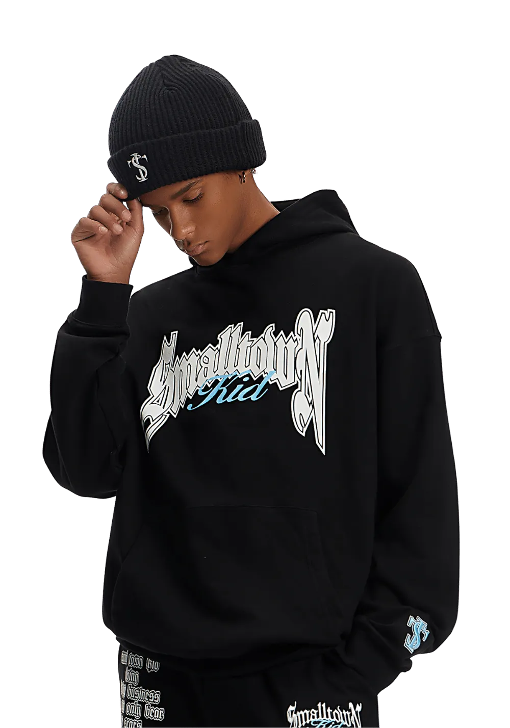 Logo Curved Print Hoodie