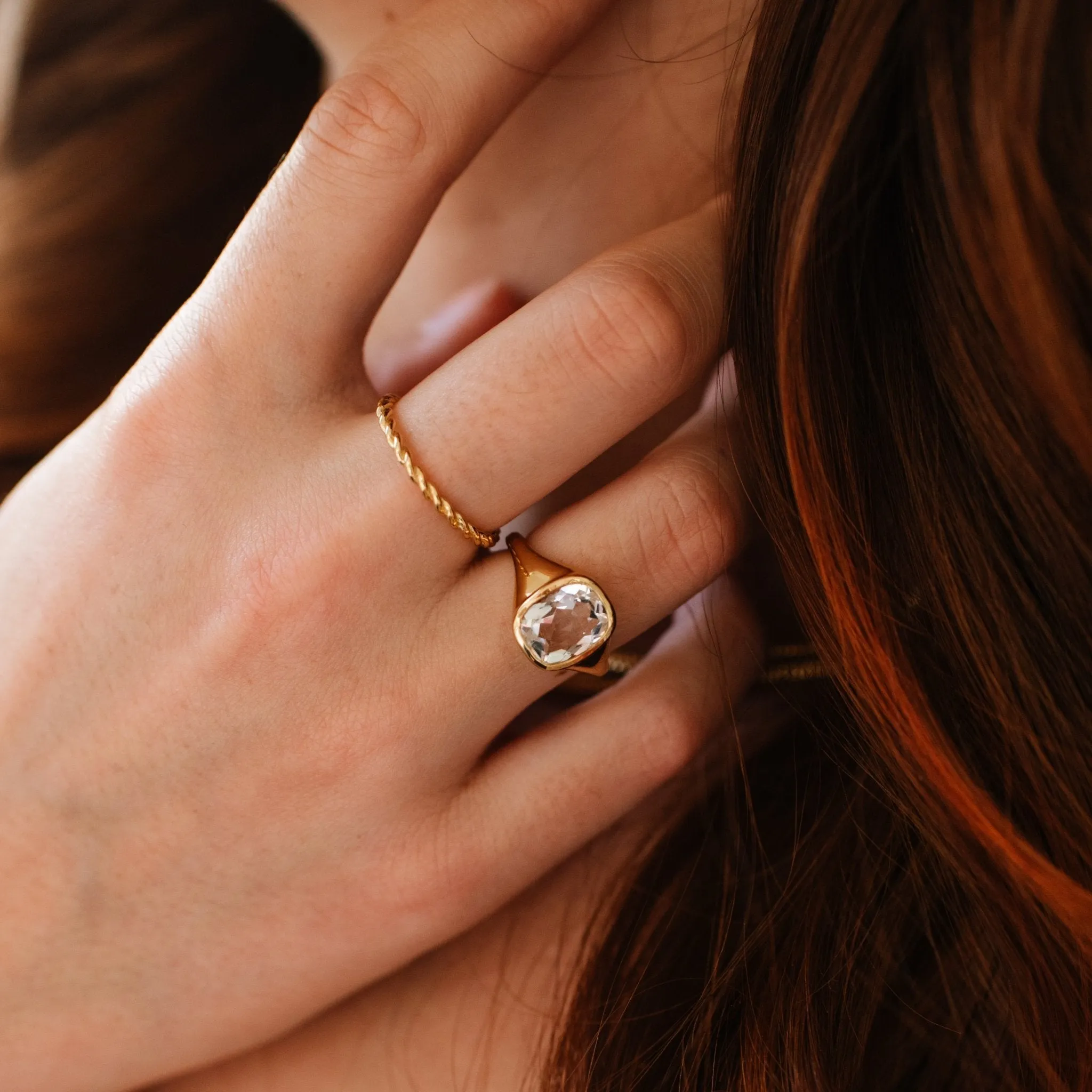 LOVE VINTAGE SIGNET RING - ROCK CRYSTAL & GOLD