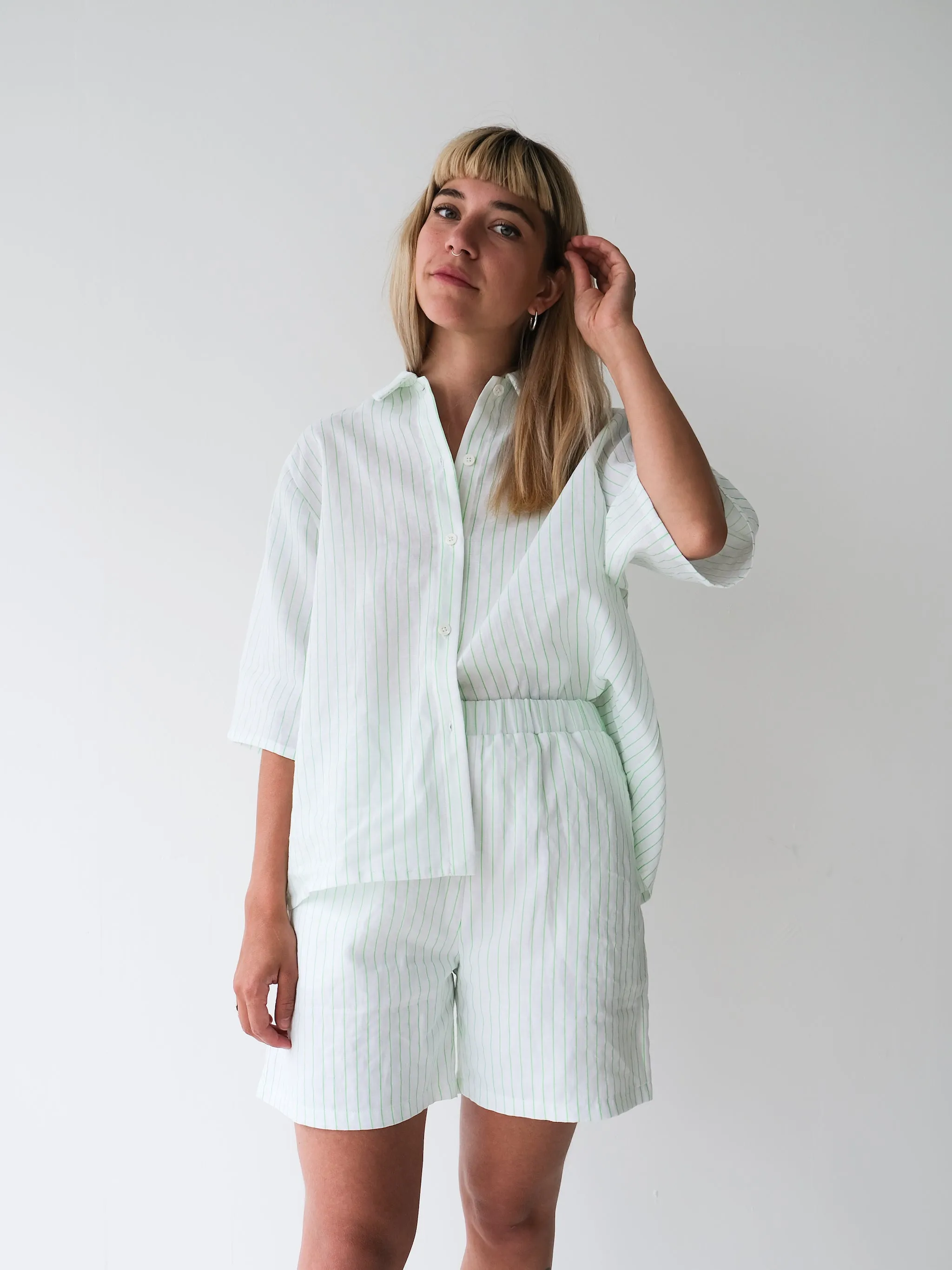 MANDY neon green stripes bermuda