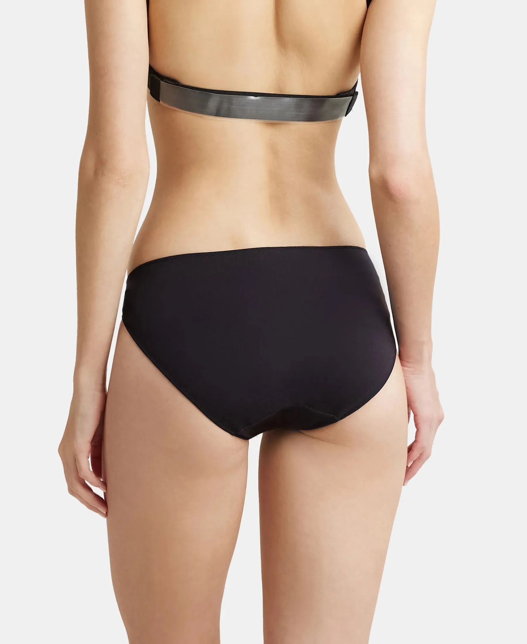 Medium Coverage Micro Modal Elastane Stretch Bikini With Concealed Waistband and StayFresh Treatment - Black