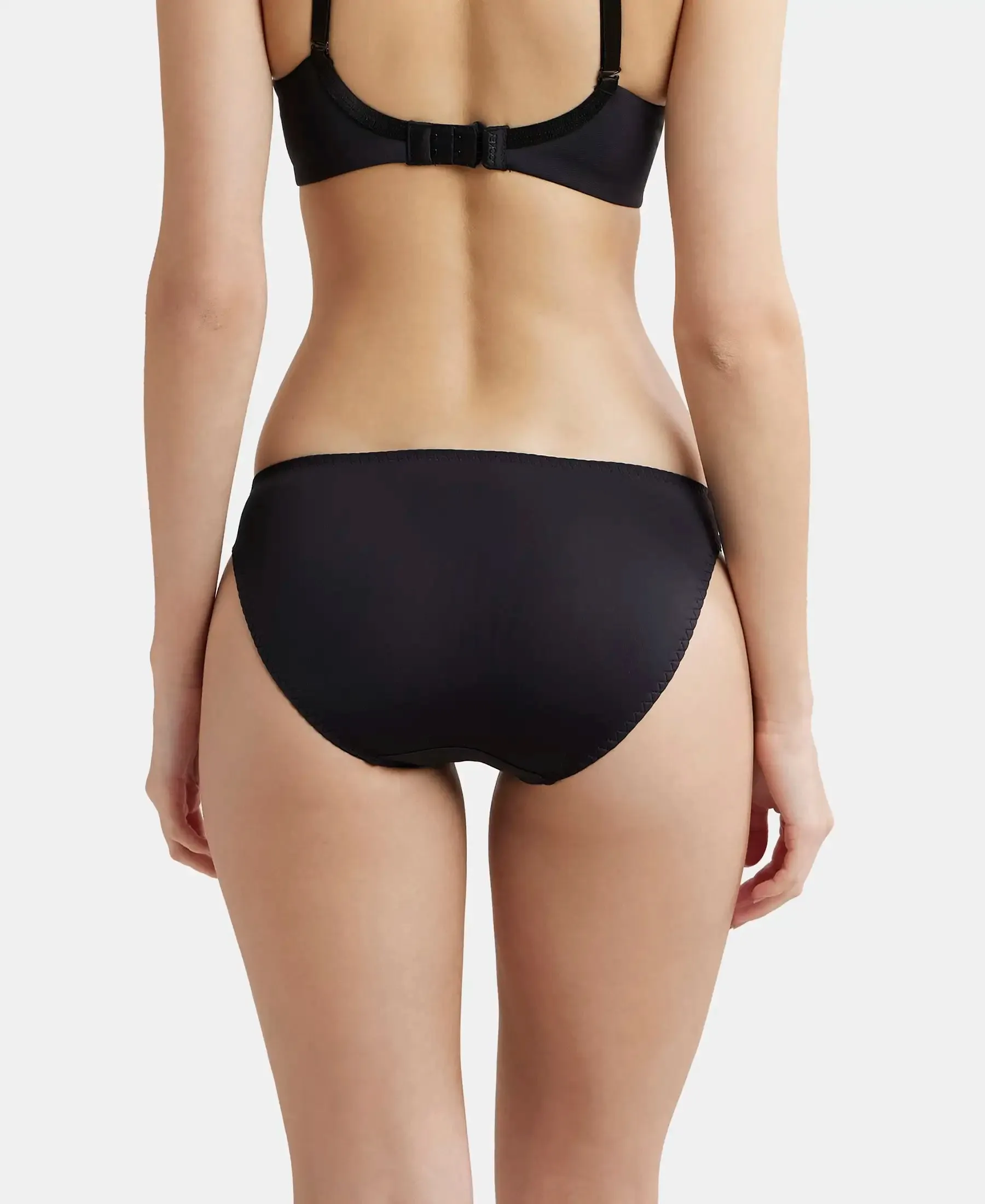 Medium Coverage Soft Touch Microfiber Elastane Stretch Lace Styled Bikini With StayFresh Treatment - Black