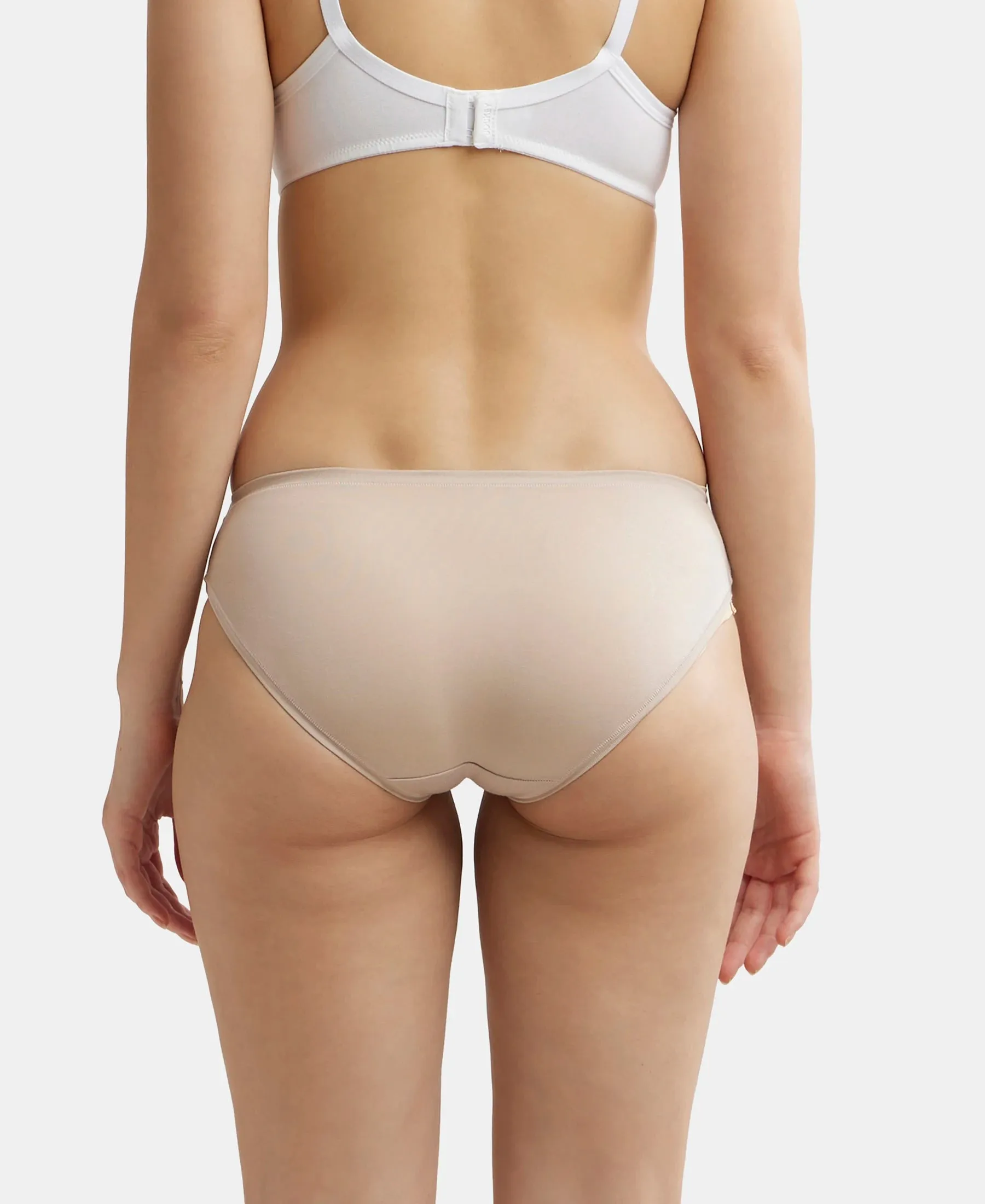 Medium Coverage Tencel Lyocell Elastane Stretch Mid Waist Bikini With Concealed Waistband and StayFresh Treatment - Mushroom
