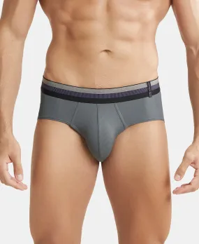 Microfiber Elastane Stretch Solid Brief with StayDry Treatment - Gunmetal