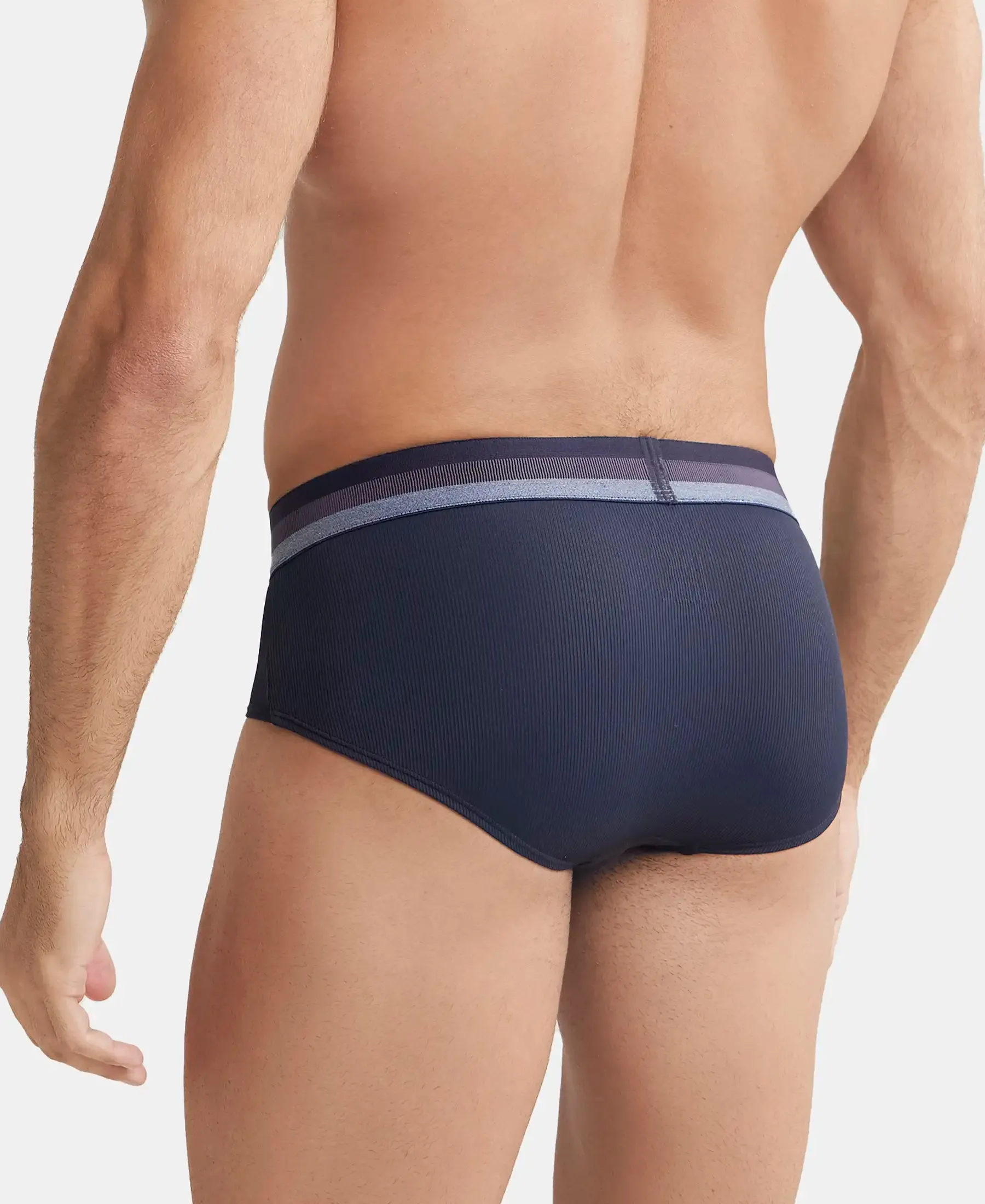 Microfiber Elastane Stretch Solid Brief with StayDry Treatment - Midnight Navy