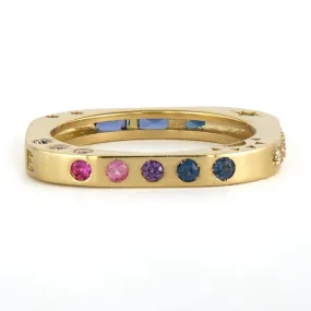 MULTI-STONE SQUARE ENGRAVED LOVE BAND