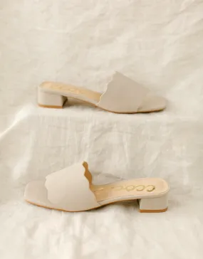 'Napa' Wave Trim Suede Heels in Stone