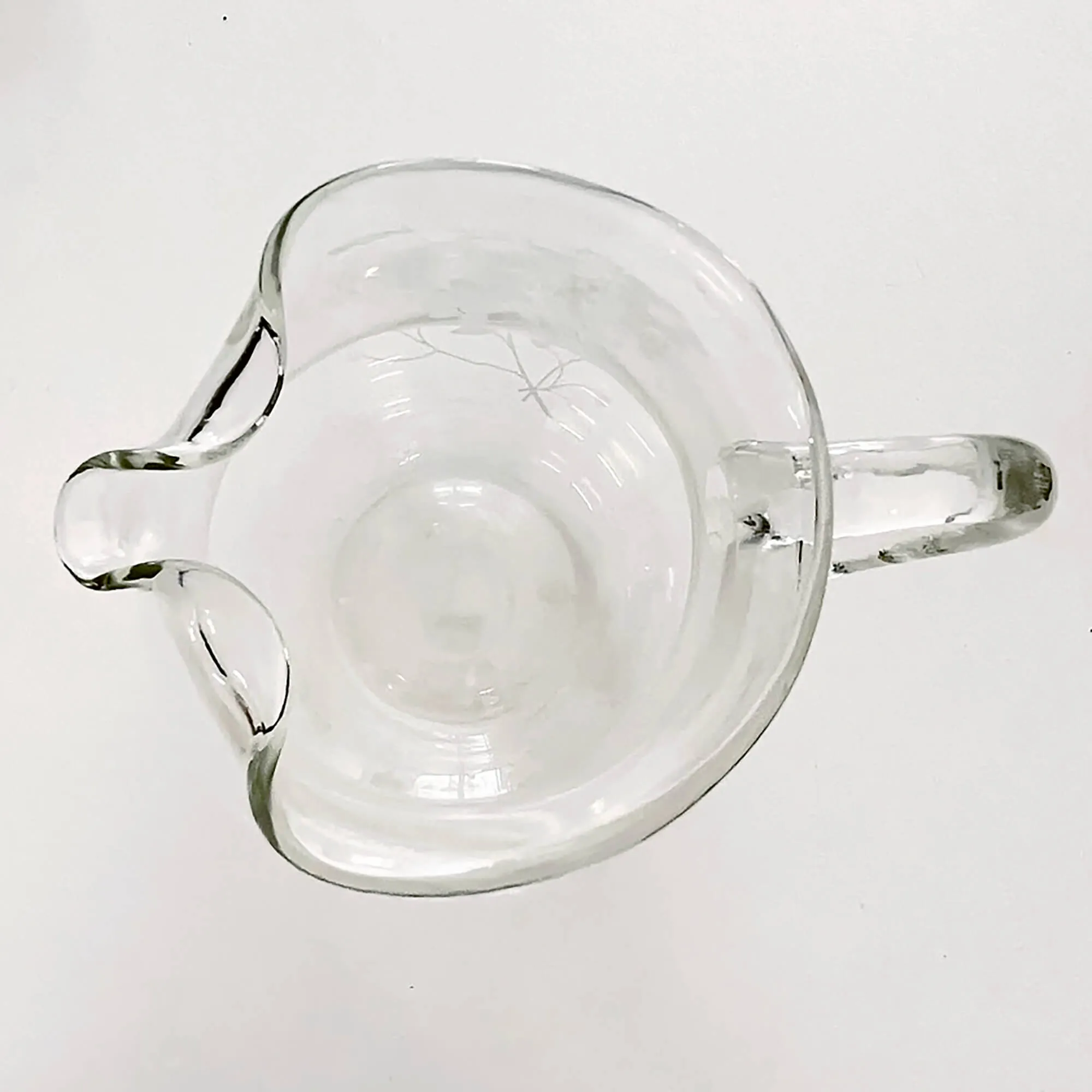 Pasabahce White Etched Floral Glass Pitcher 9-in