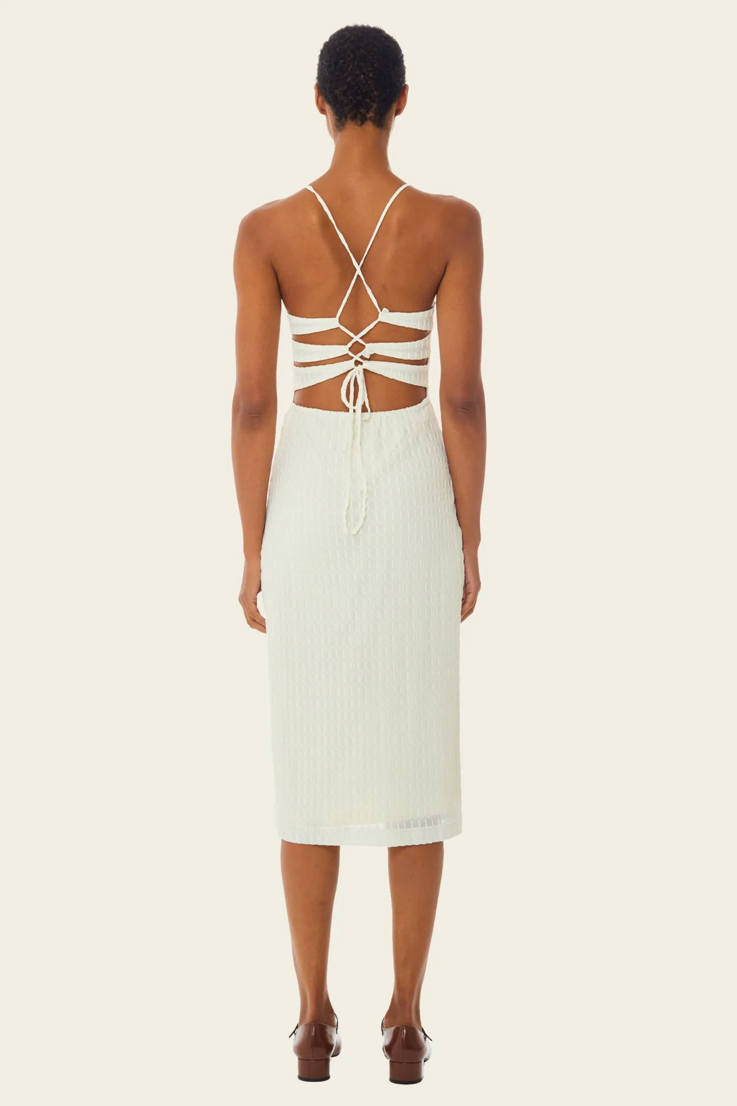 Roman Mesh Kai Dress - Antique White