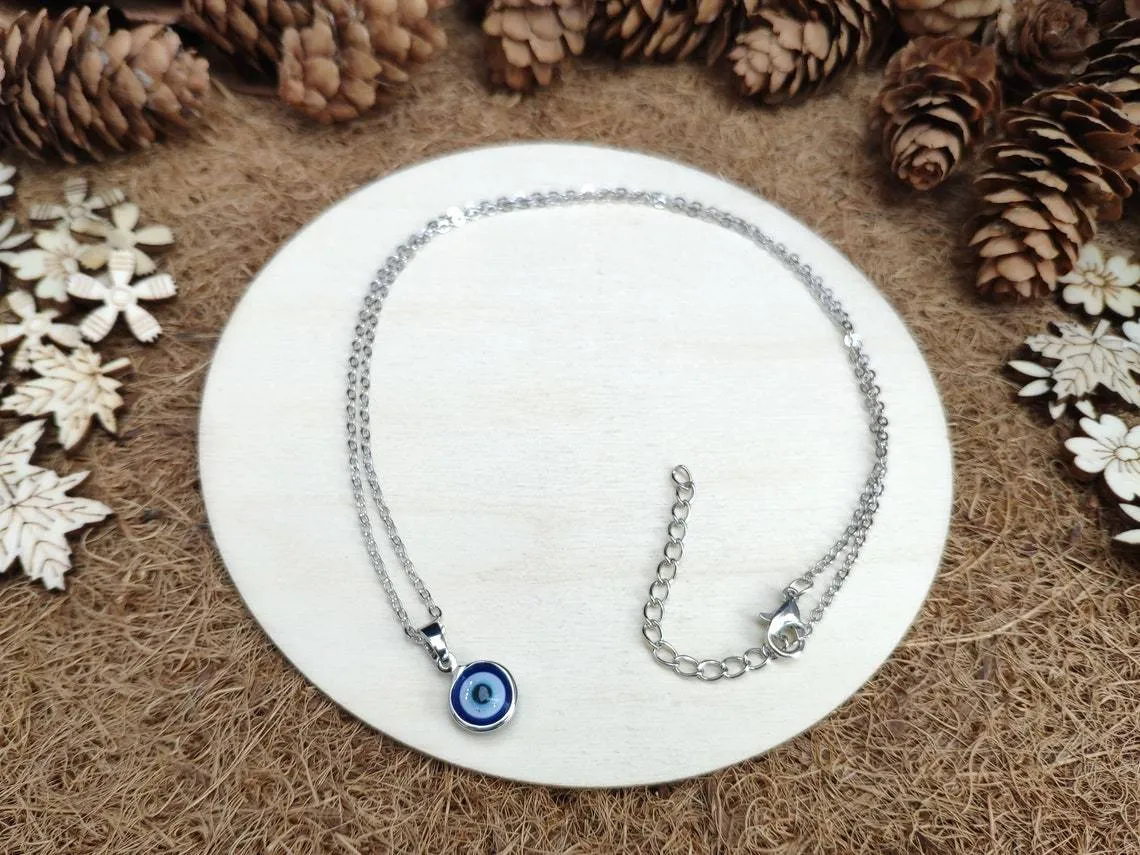 Simple Silver Evil Eye Necklace