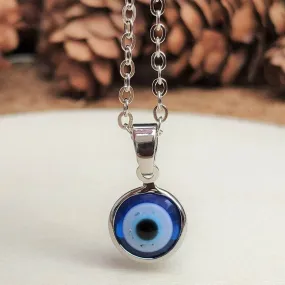 Simple Silver Evil Eye Necklace