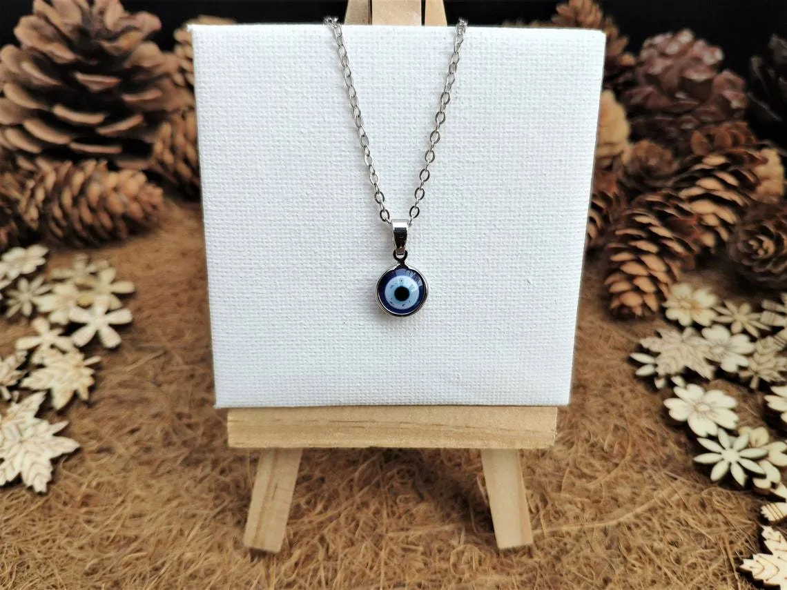 Simple Silver Evil Eye Necklace
