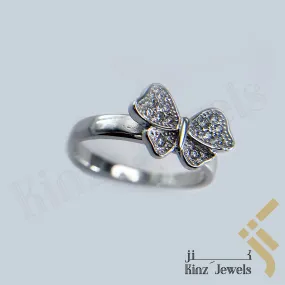 Sterling Silver Rhodium Vermeil Butterfly Full Zircon Wings Ring