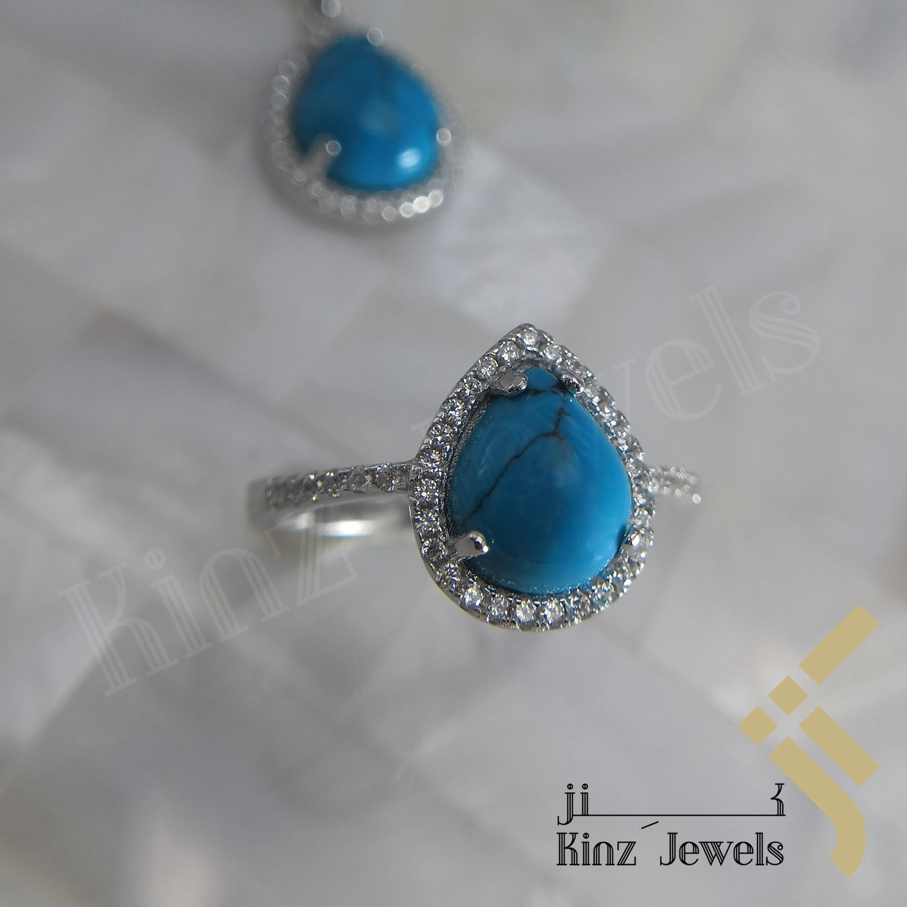 Sterling Silver Rhodium Vermeil Zircon Turquoise Jewelry Set